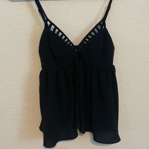 Black tank top with front detail